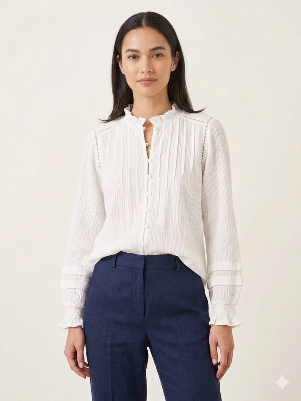 Quince organic textured peasant blouse, long sleeve, size XS